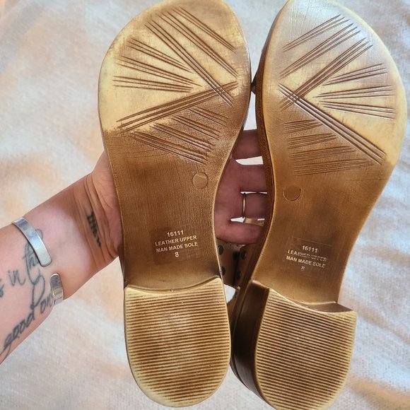 Tan Leather Gladiator Sandals - Picture 4 of 4